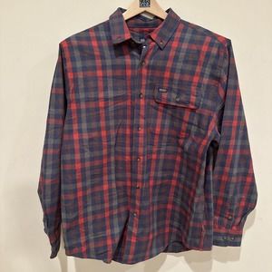 Smiths Workwear Shirt Men XL Red/Gray Long‎ Sleeve Button Down Flannel